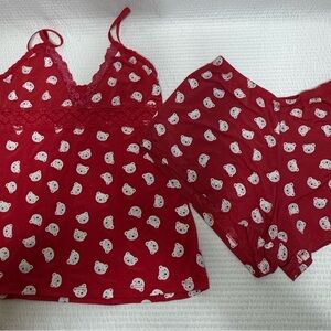Red Bear Print Women's Sleepwear Set